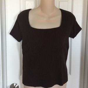 Chocolate brown Ribbed Cotton Top-Size M